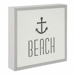 Twentyfour LED-Leuchtschild Beach - Sperrholzplatte - Weiß / Grau