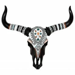 GILDE Wandobjekt Stier Native - Kunstharz - Schwarz - 59cm x 53cm x 9cm