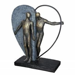 GILDE Skulptur Heartbeat - Kunstharz - Grau - 28cm x 31cm x 10cm