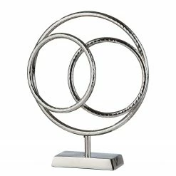 GILDE Skulptur Ringe - Aluminium - Silber - 32cm x 39cm x 9cm