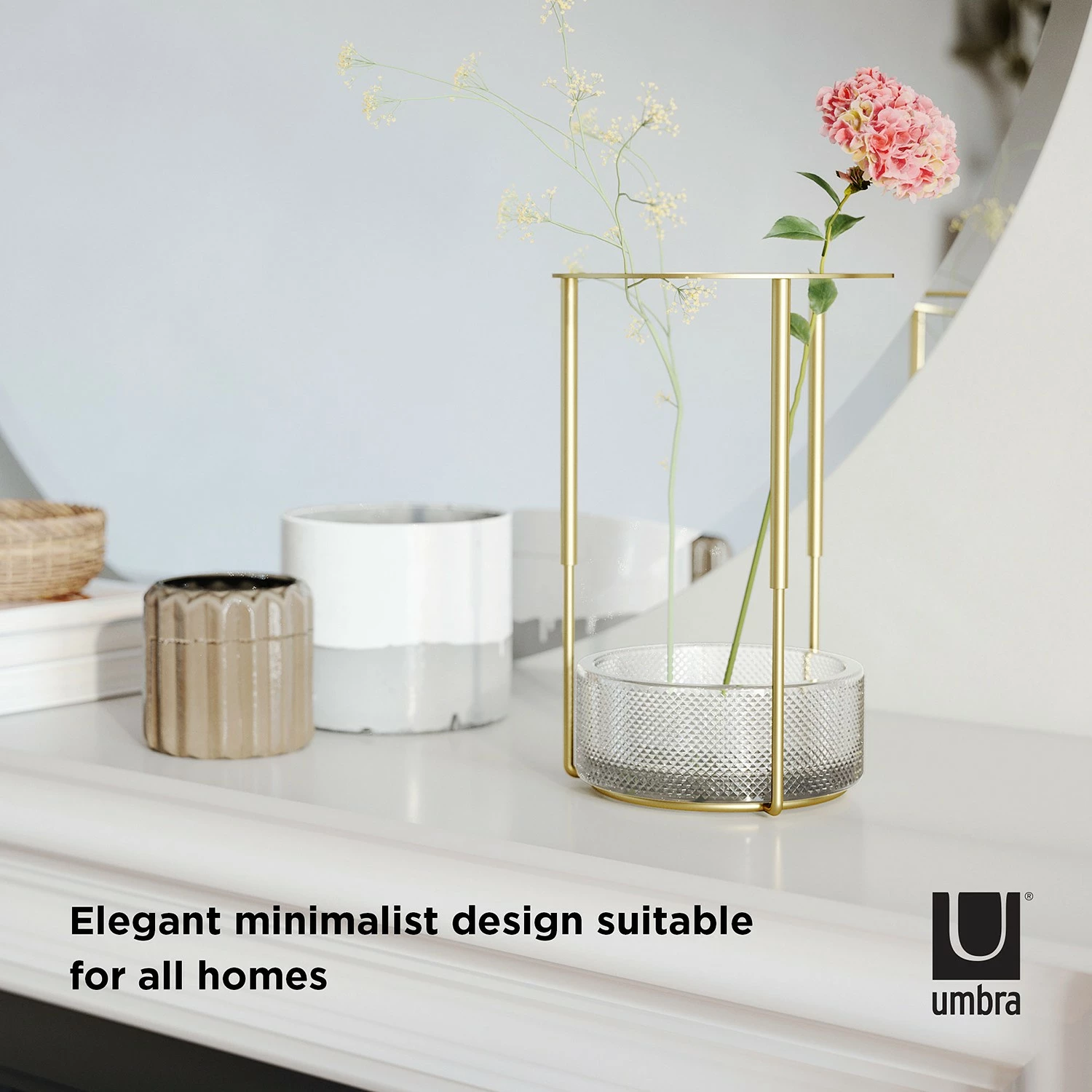 Umbra Vase Tesora - Aluminium / Stahl - Brass - 15,24cm x 25,73cm x 15,24cm – Bild 15