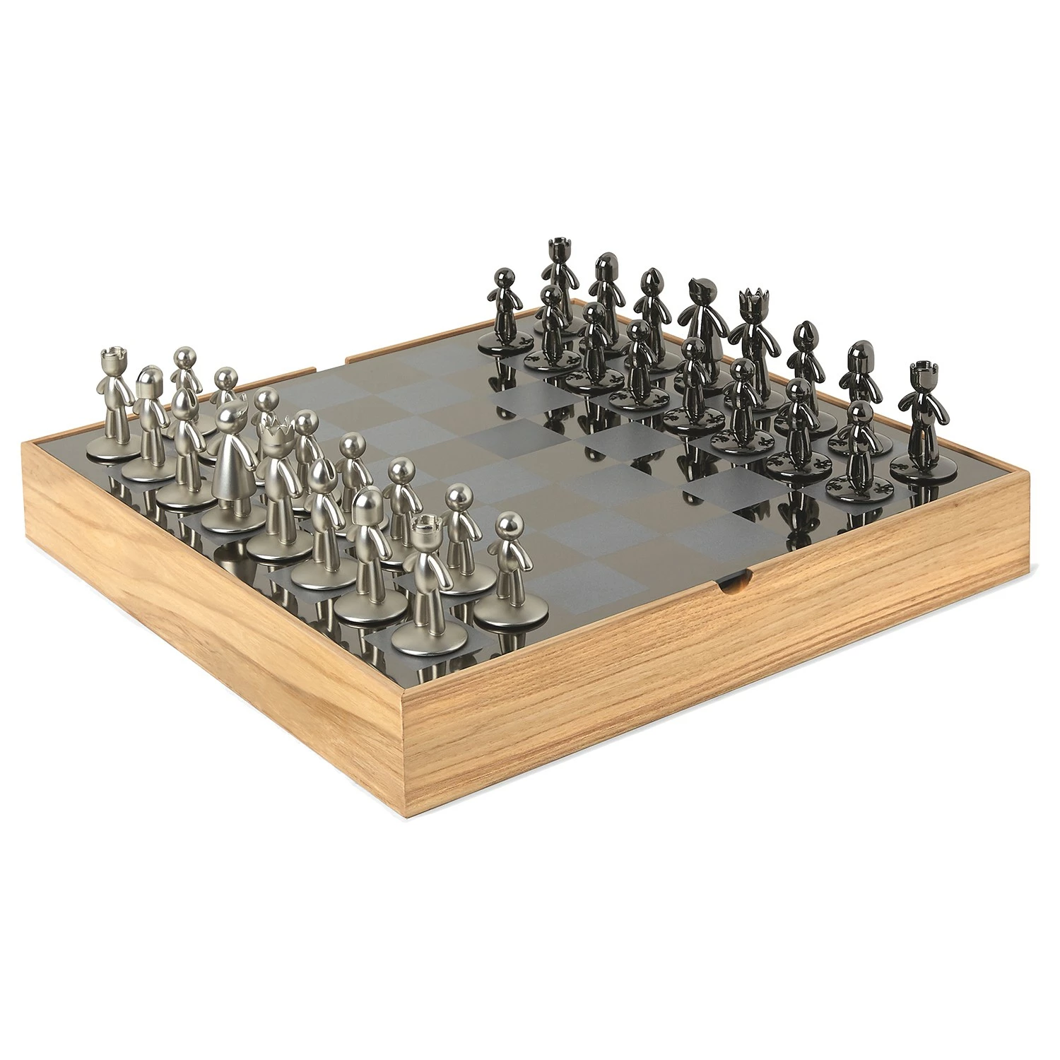 Umbra Schach-Set Natural - Zinn / Eisen - Natura - 35,255cm x 5,715cm x 35,56cm