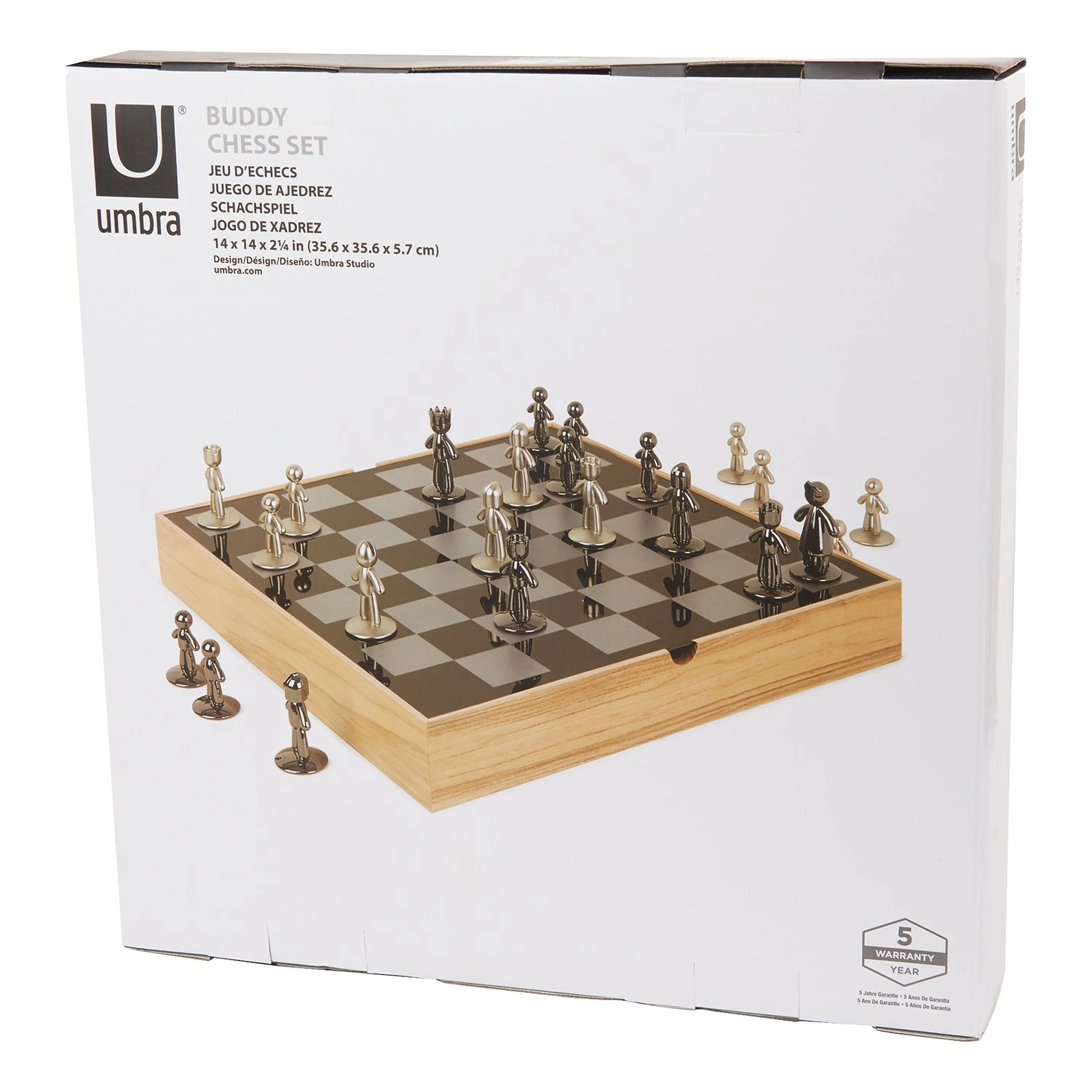 Umbra Schach-Set Natural - Zinn / Eisen - Natura - 35,255cm x 5,715cm x 35,56cm – Bild 4