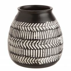 Butlers Vase MALOU II - Keramik - Schwarz / Weiß