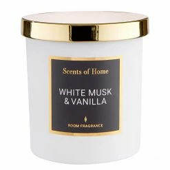Butlers Duftkerze White Musk SCENTS OF HOME - Farbglas / Wachs - Weiß / Gold
