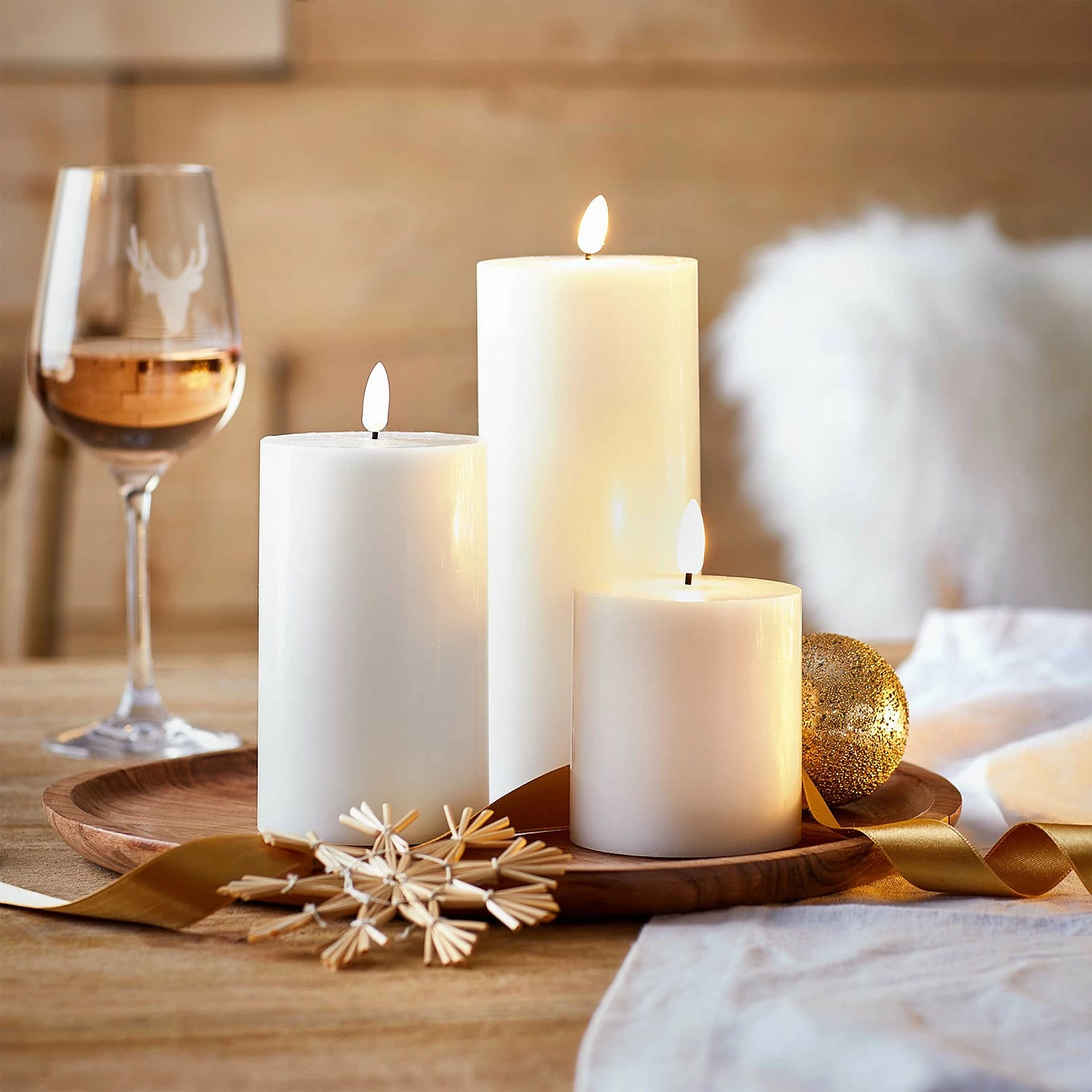 Butlers Stumpenkerzen-Set RUSTIC III (6er-Set) - Wachs - Creme – Bild 2