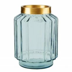 Butlers Windlicht GRACE - Glas / Messing - Hellgrün