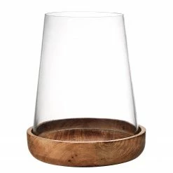 Butlers Windlicht FOREST - Glas / Mangoholz - Braun