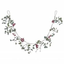 Butlers Eukalyptusgirlande mit Beeren FLORISTA - Eisen / Polyester PVC - Hellgrün