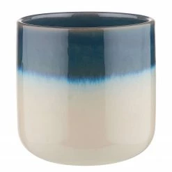 Butlers Blumentopf HORIZON - Steinzeug - Weiß / Blau