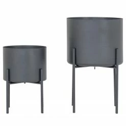 Loftscape Blumentopf Roncon - Stahl - Grau