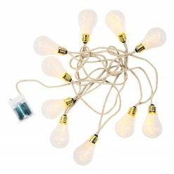Butlers LED-Lichterkette BULB LIGHTS IV - Klarglas / Jute - 10-flammig
