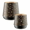 Butlers Windlicht LUMINOUS STARS I (2-teilig) - Eisen - Schwarz / Gold