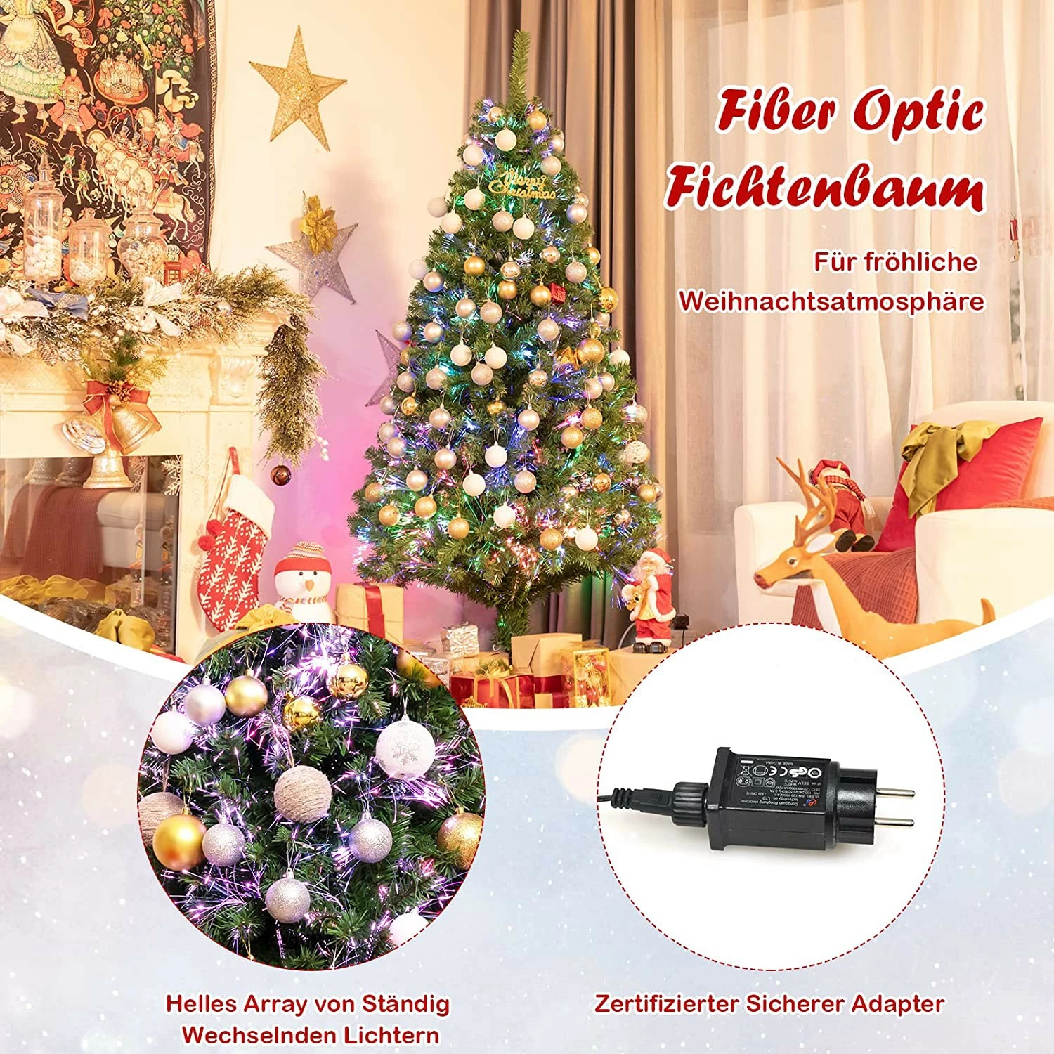 Costway 180cm Künstlicher Weihnachtsbaum – Bild 5