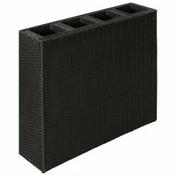 VidaXL Hochbeet - vidaXL Garten-Hochbeet mit 4 Töpfen Poly Rattan Schwarz