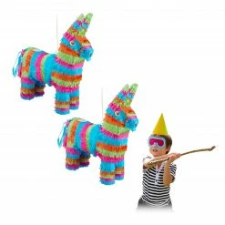 Relaxdays 2 x Pinata Esel bunt