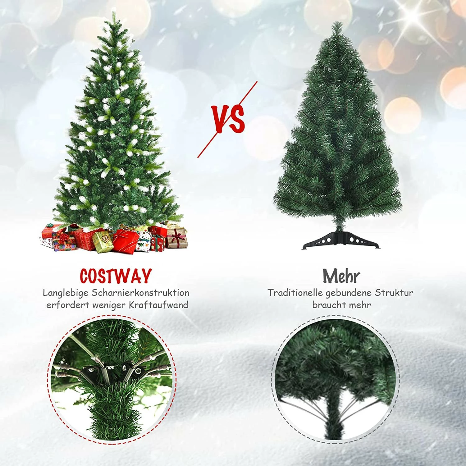 Costway 180cm Künstlicher Weihnachtsbaum – Bild 5