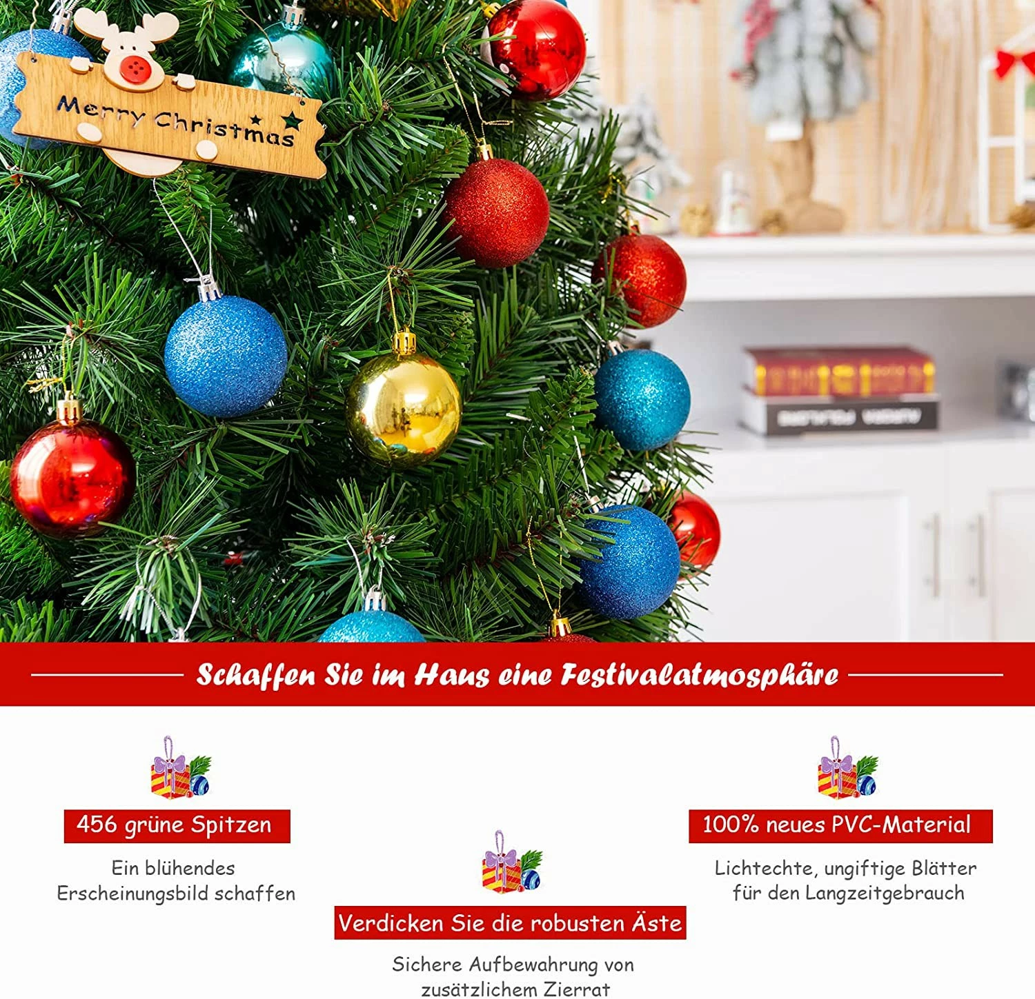 Costway 150cm Künstlicher Weihnachtsbaum – Bild 5