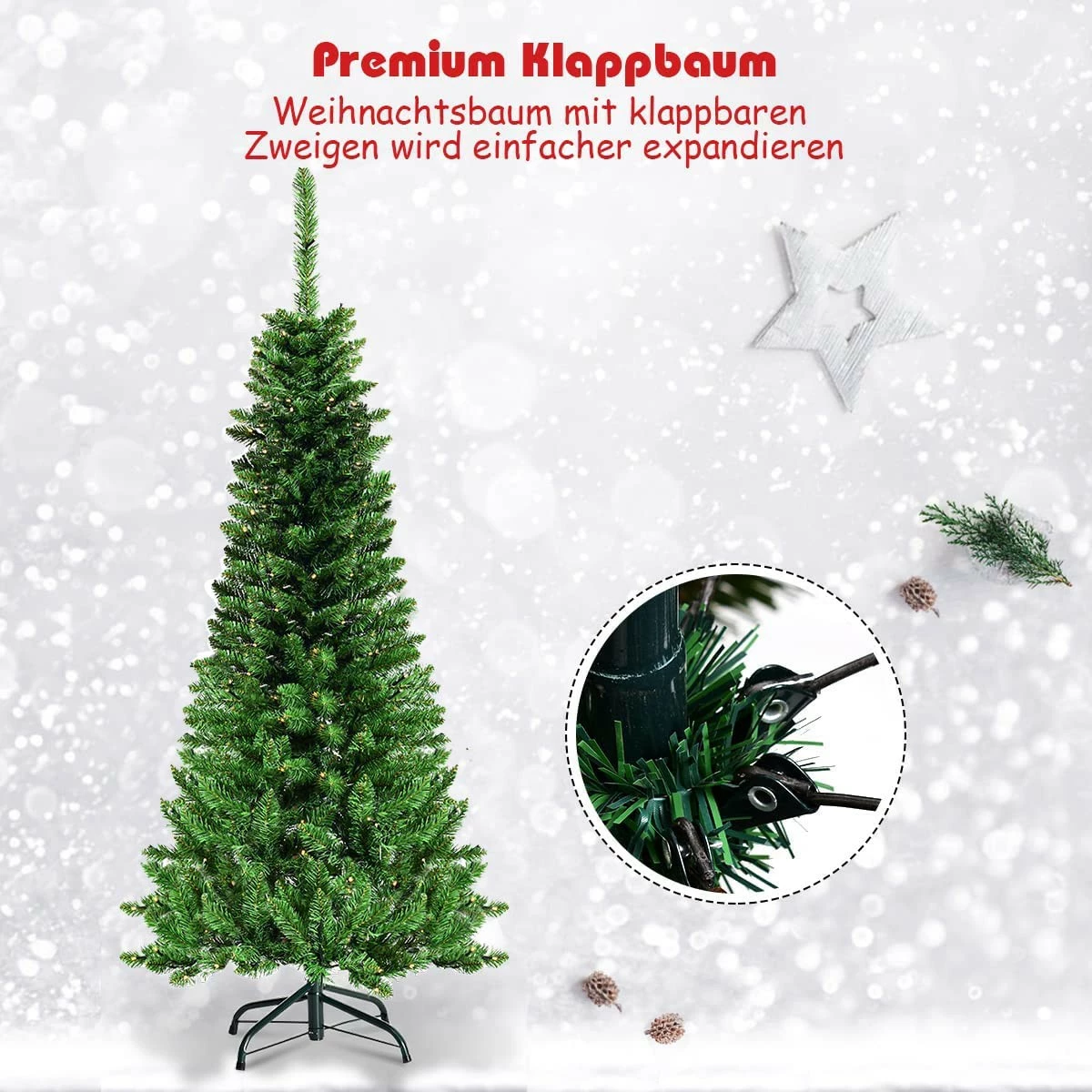 Costway 225cm LED Künstlicher Weihnachtsbaum – Bild 4