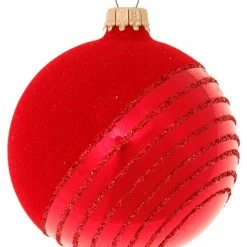 Krebs Glas Lauscha Rot glanz/matt beflockt 8cm Glaskugel