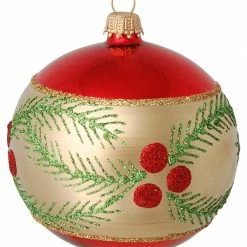 Krebs Glas Lauscha Rot Gold 8cm Glaskugel