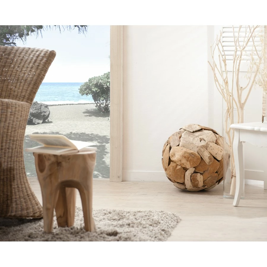 Macabane Deko-Kugel Holz Natur – Bild 2