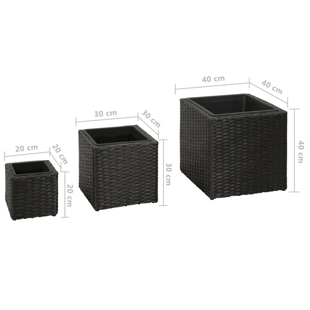 VidaXL Garten-Hochbeet 3-tlg. Poly Rattan - vidaXL Garten-Hochbeet 3-tlg. Poly Rattan Schwarz – Bild 9