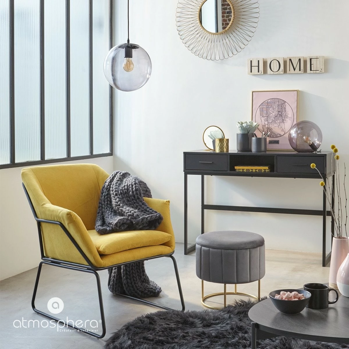 Atmosphera Créateur d'intérieur Wandspiegel Rund ⌀ 76 cm Sonne Metal – Bild 3