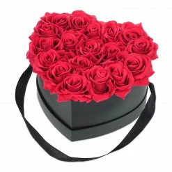 Relaxdays Schwarze Rosenbox mit 18 Rosen