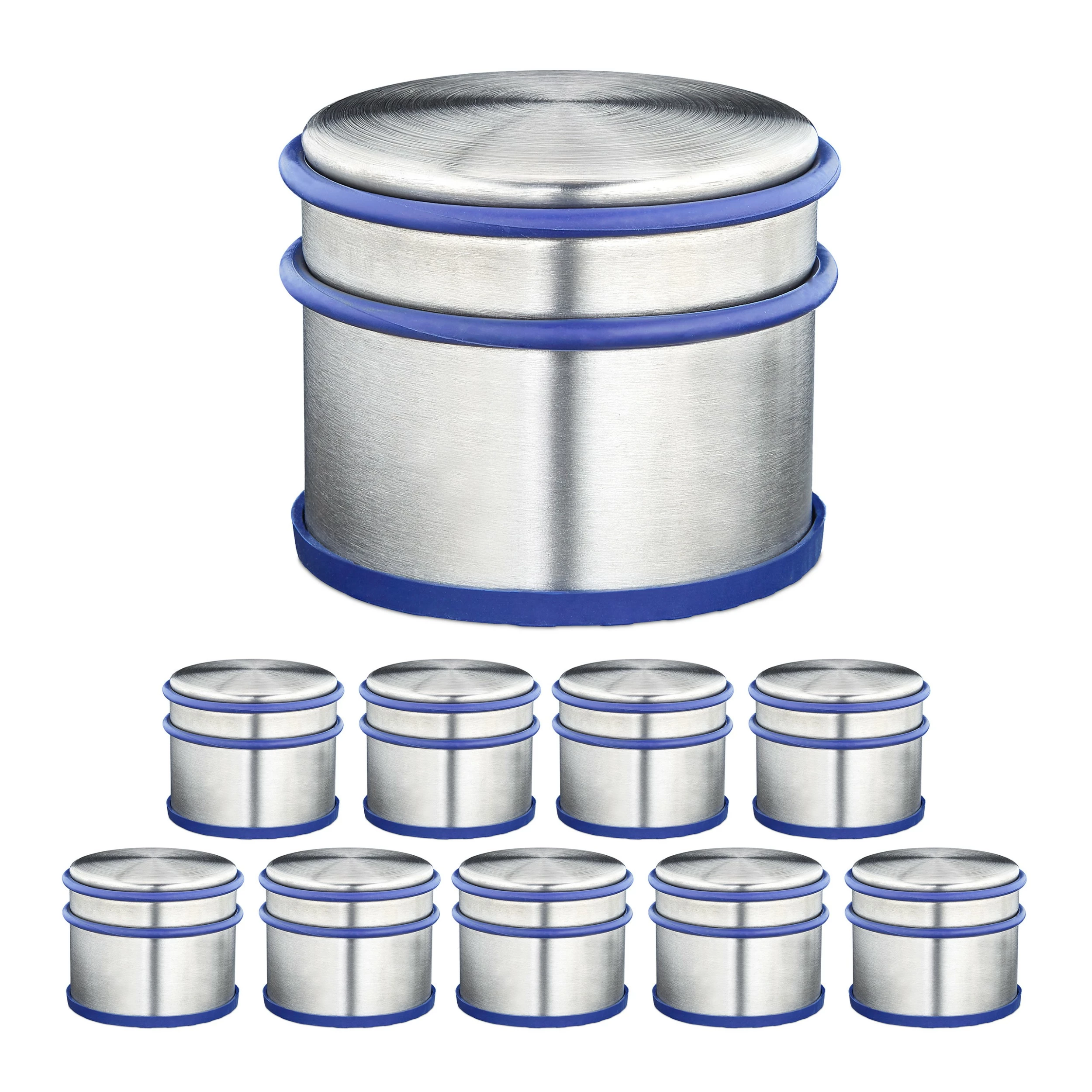 Relaxdays 10 x Türstopper Edelstahl silber-blau