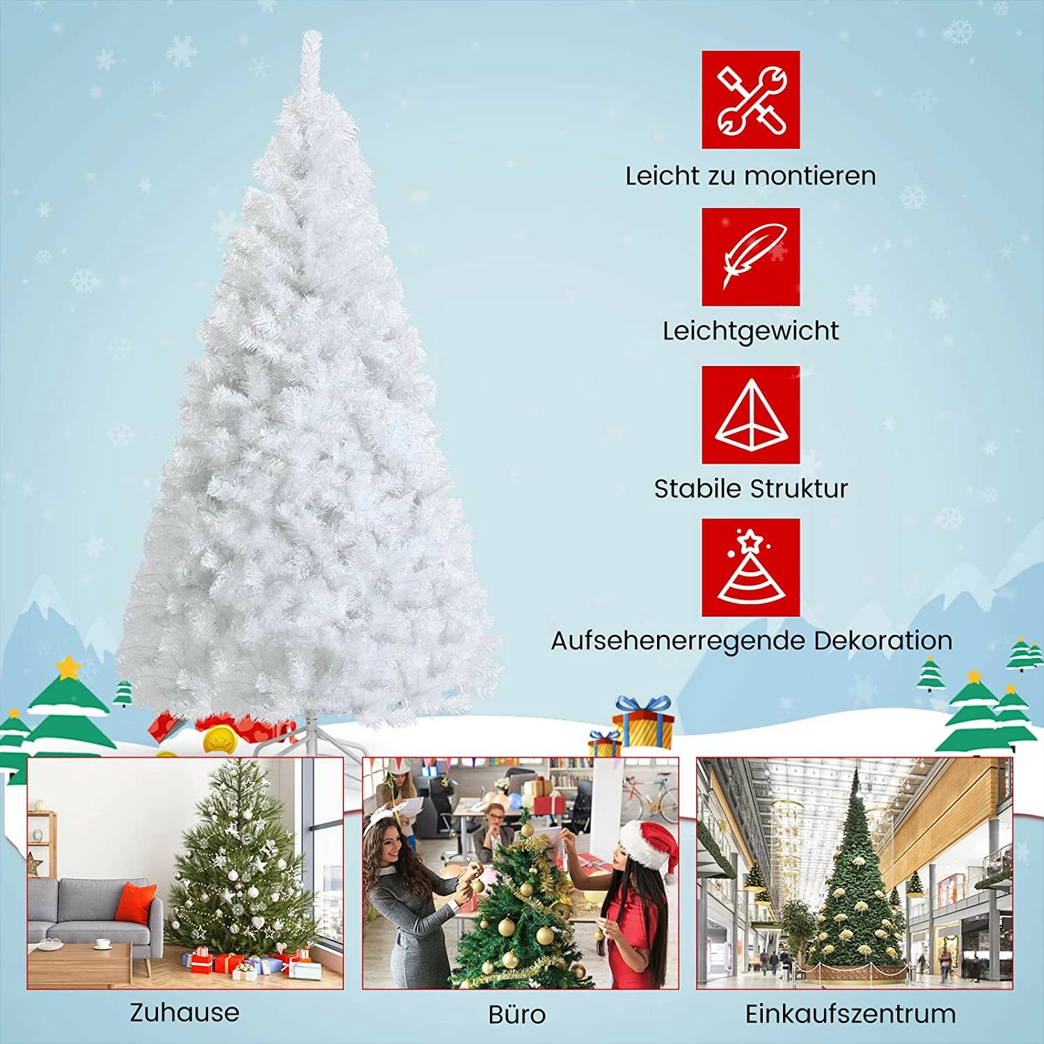 Costway 150cm Künstlicher Weihnachtsbaum – Bild 3