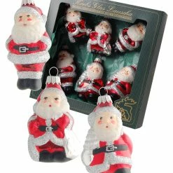 Krebs Glas Lauscha Rot/Silber 7-9cm Weihnachtsmänner