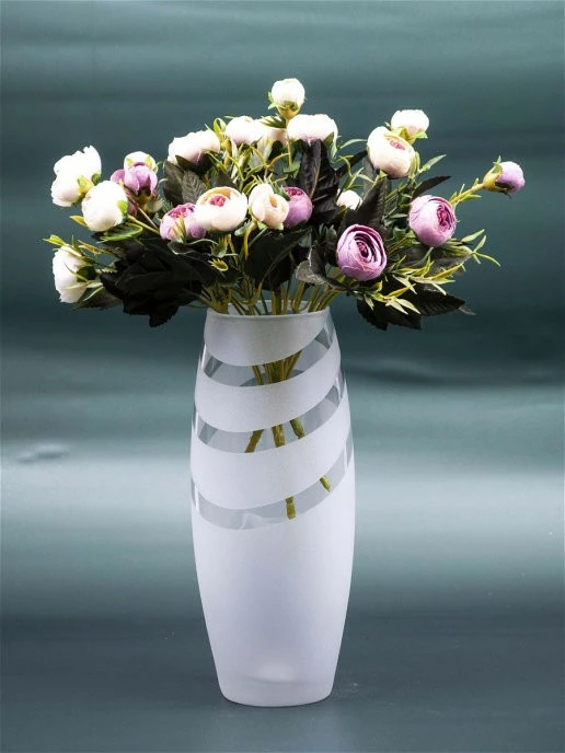 7ART Handbemalte Glasvase - Tischvase aus Glas 25 cm – Bild 3