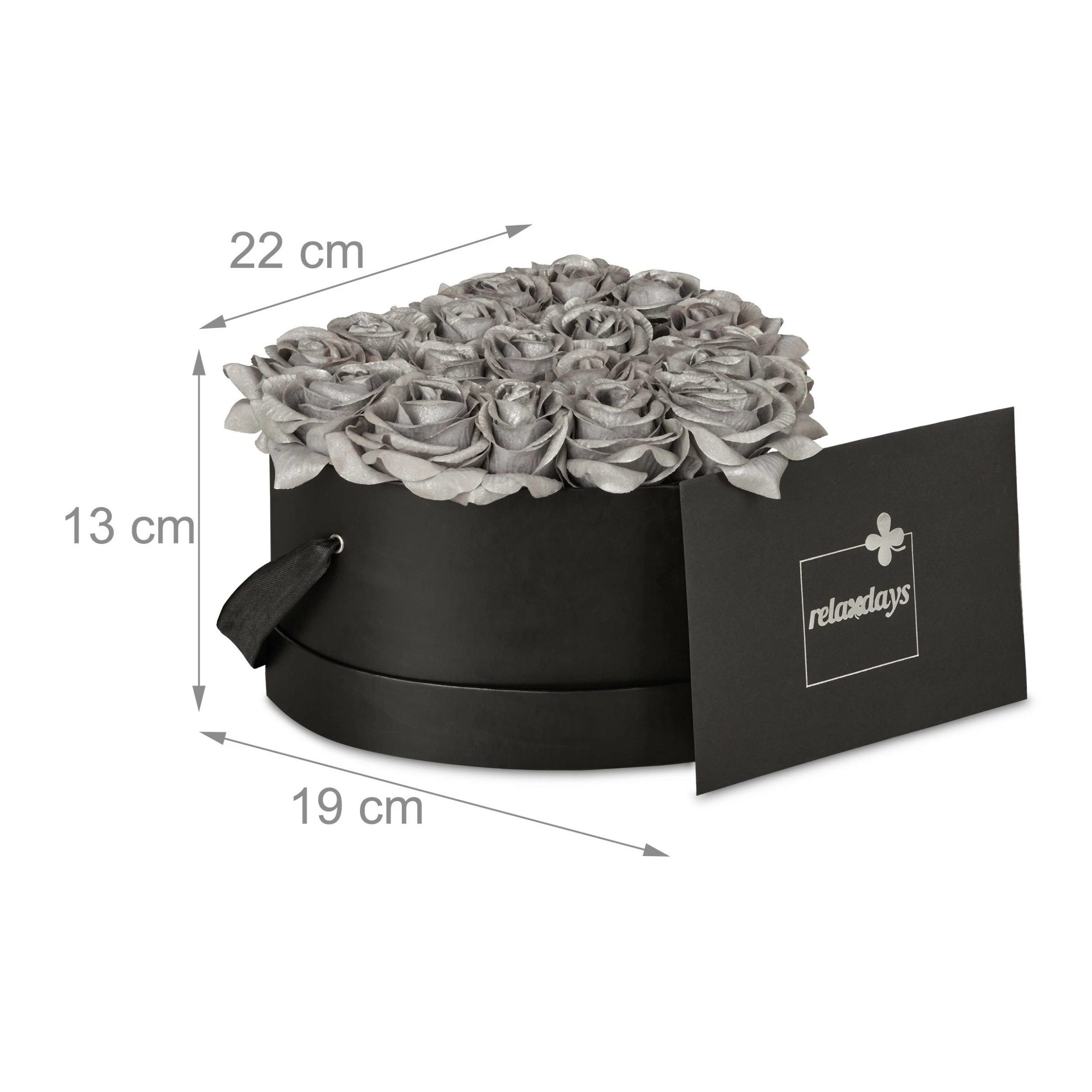 Relaxdays Schwarze Rosenbox mit 18 silbernen Rosen – Bild 9