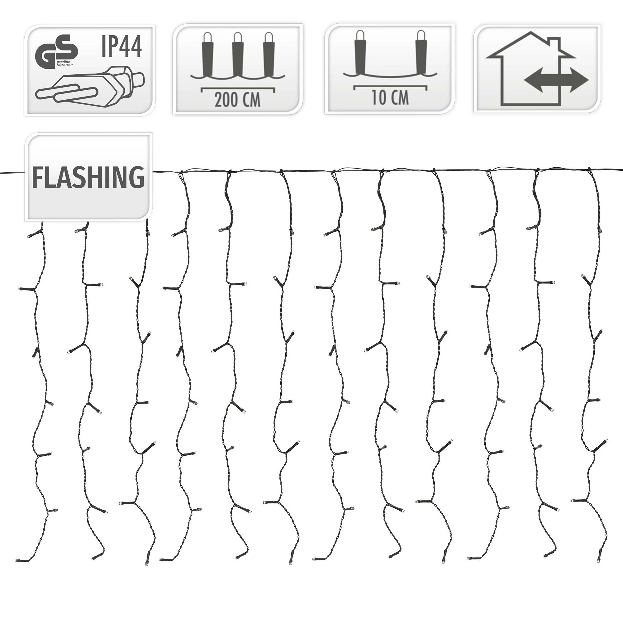 Home&Styling Collection Lichtvorhang LED 2m Schwarz Warmweiß - Schwarz - 14 x 9 x 17 cm – Bild 5