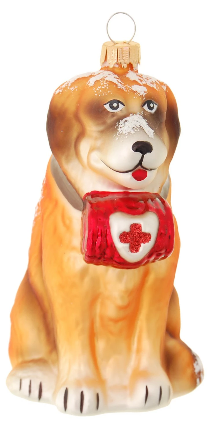 Krebs Glas Lauscha 11cm Bernhardiner Sennehund aus Glas