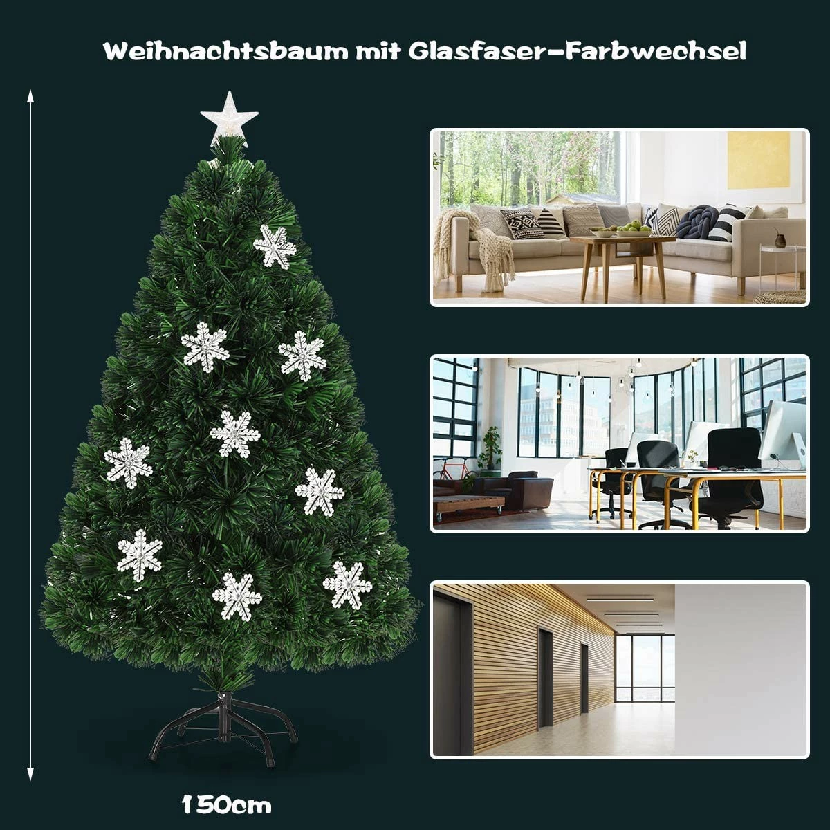 Costway 150cm LED Künstlicher Weihnachtsbaum – Bild 6