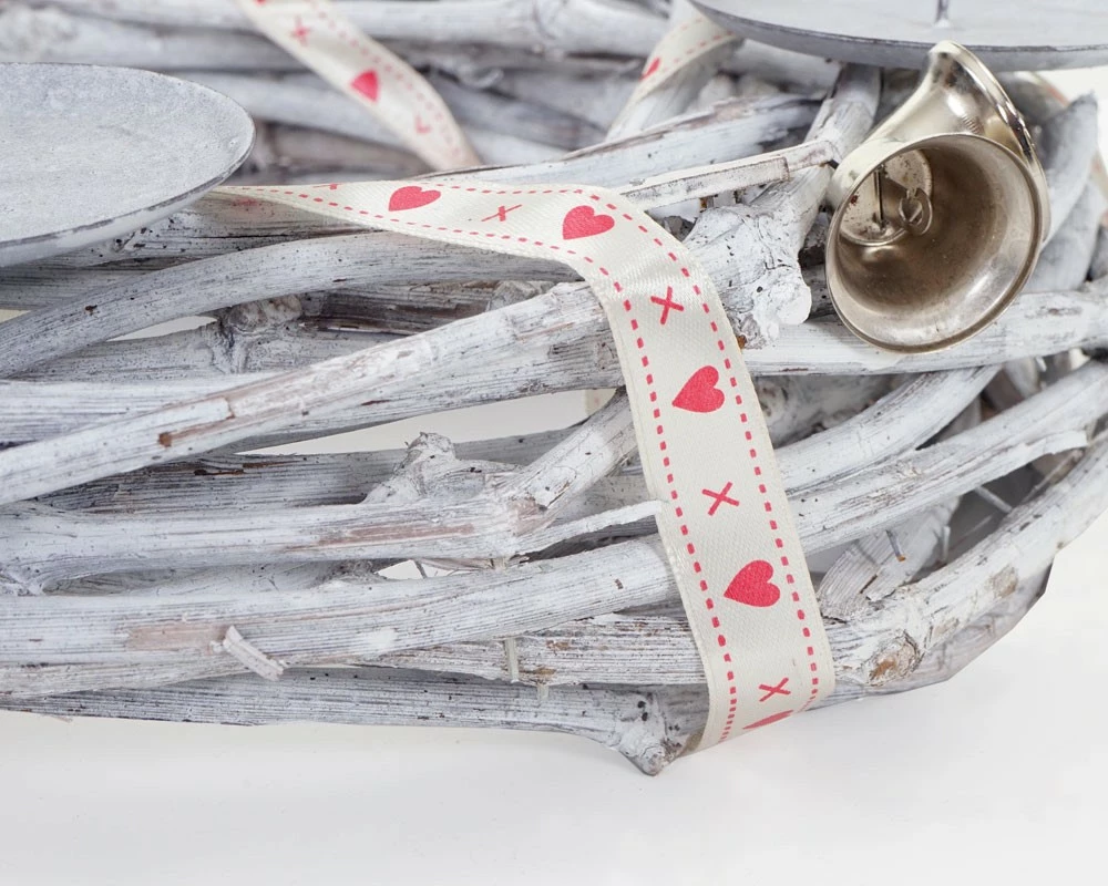 HWC Adventskranz Holz Ø 30cm mit Kerzen weiß - Mit Kerzen, weiß – Bild 3