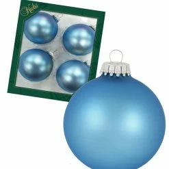 Krebs Glas Lauscha Hellblau-matt 8cm Glaskugeln uni