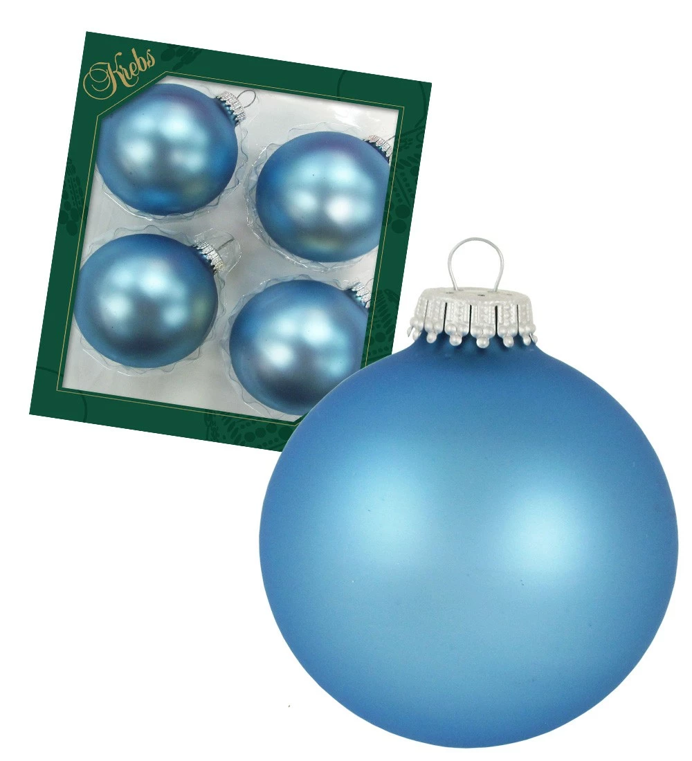 Krebs Glas Lauscha Hellblau-matt 8cm Glaskugeln uni