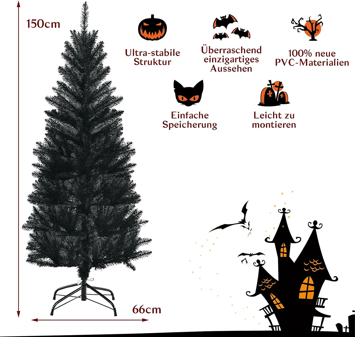 Costway 150cm Künstlicher Weihnachtsbaum – Bild 6