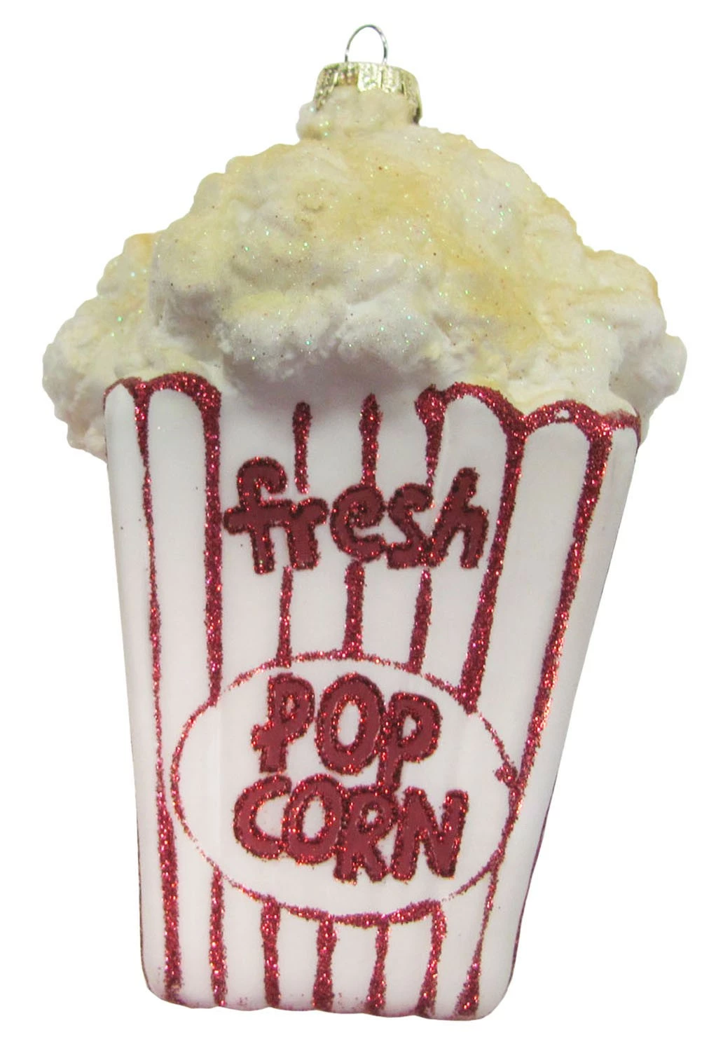 Krebs Glas Lauscha Rot/Weiß, Tüte Popcorn aus Glas 12cm