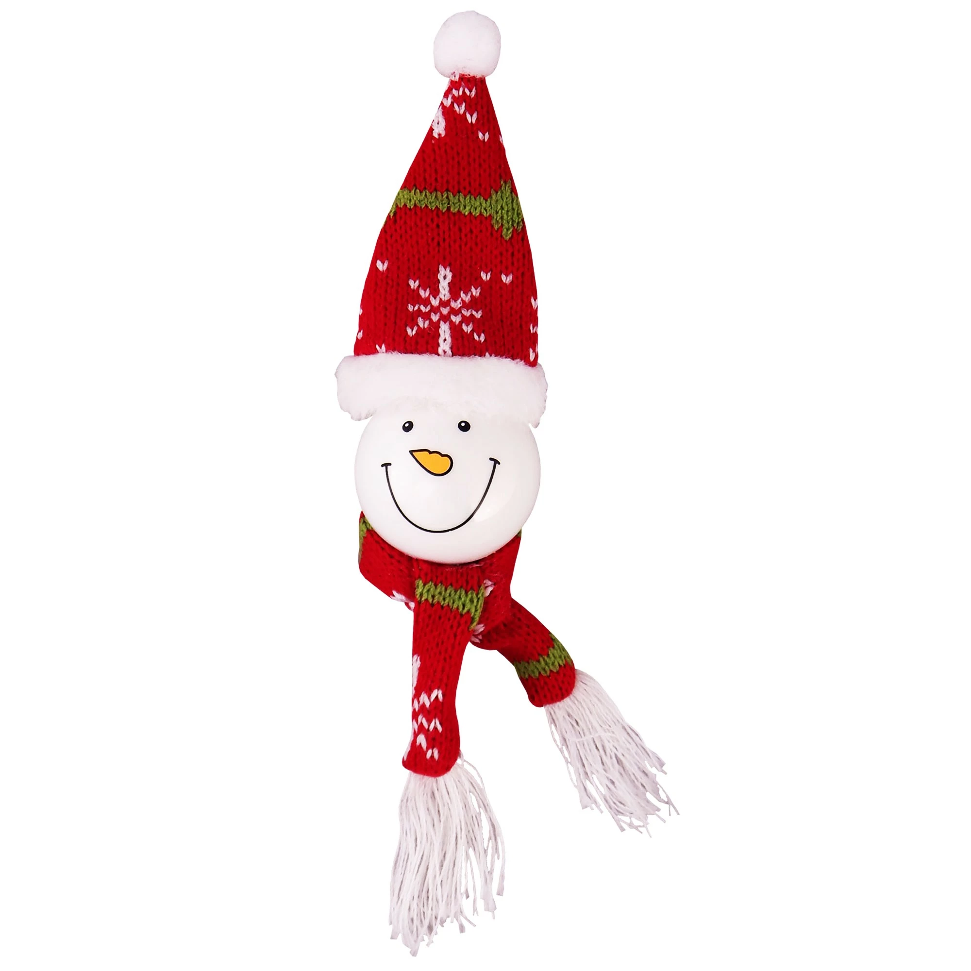 Krebs Glas Lauscha Schneemann-Kopf mit Strickmütze 10cm