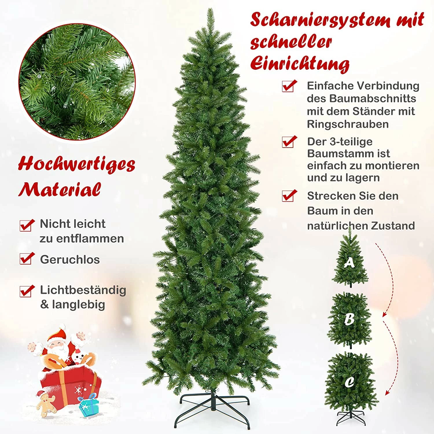 Costway 225cm Künstlicher Weihnachtsbaum – Bild 7