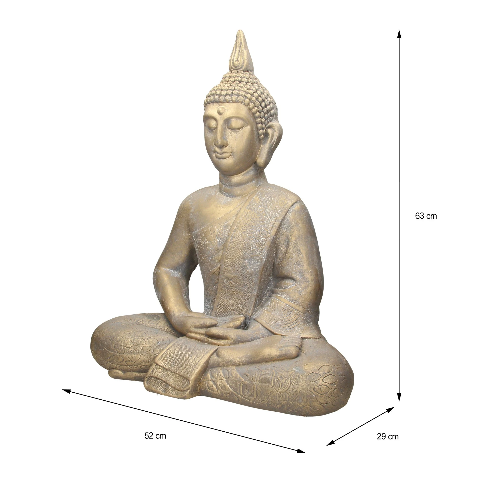 ECD Germany Buddha Figur 52x29x63cm bronze - Bronze - 29 x 63 x 52 cm – Bild 5