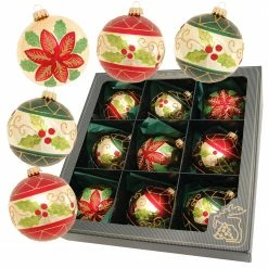 Krebs Glas Lauscha Rot, Gold, Grün 8cm Glaskugeln