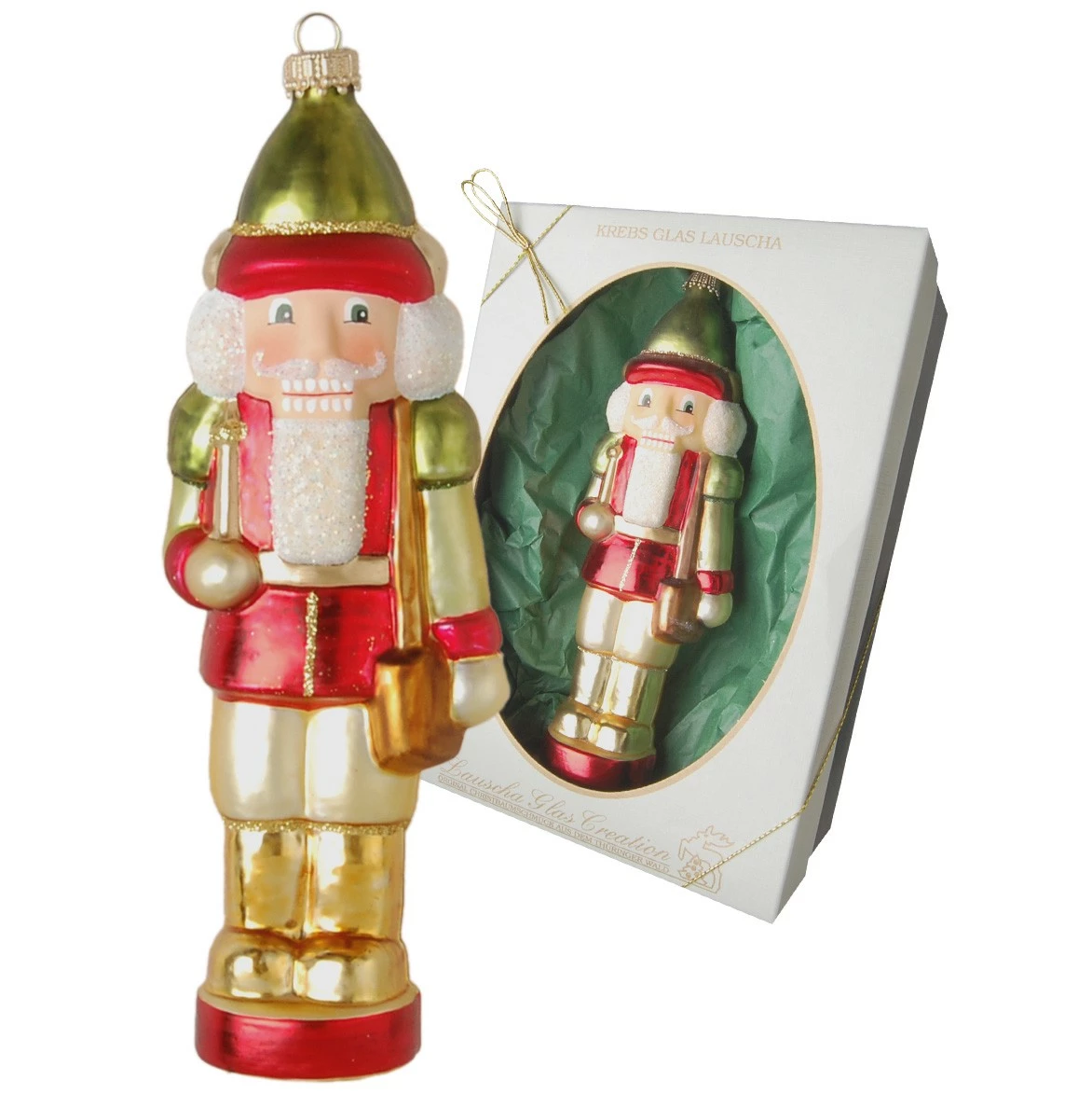 Krebs Glas Lauscha 20cm Großer Nussknackersoldat aus Glas,