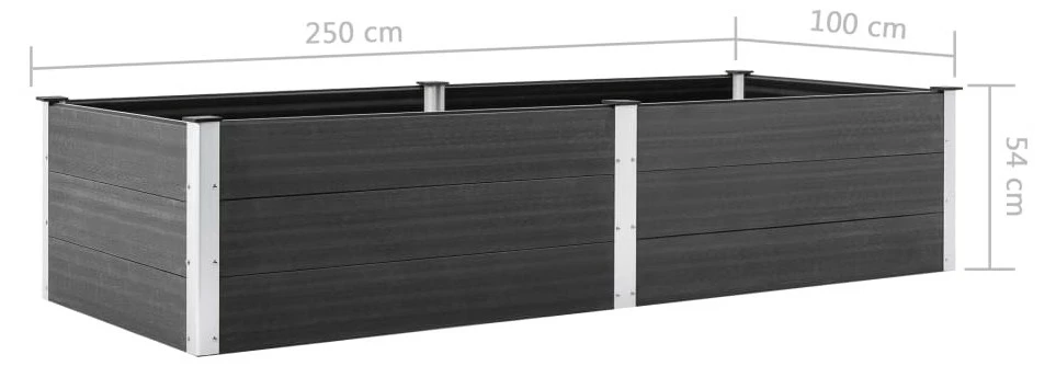 VidaXL Garten-Hochbeet WPC - vidaXL Garten-Hochbeet 250 x 100 x 54 cm WPC Grau – Bild 6