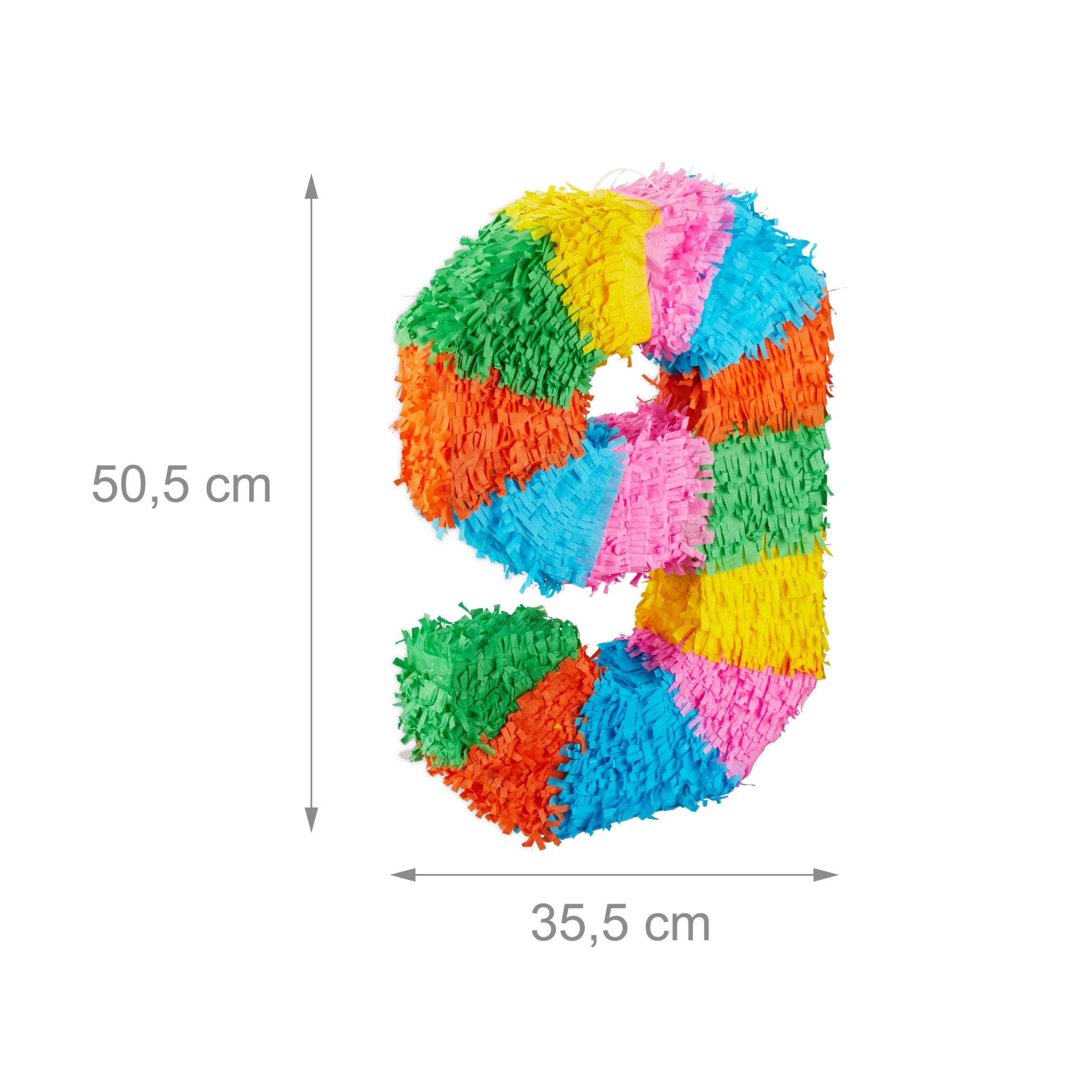 Relaxdays Pinata Geburtstag Zahl - Grün - Gelb - Hellrosa – Bild 4