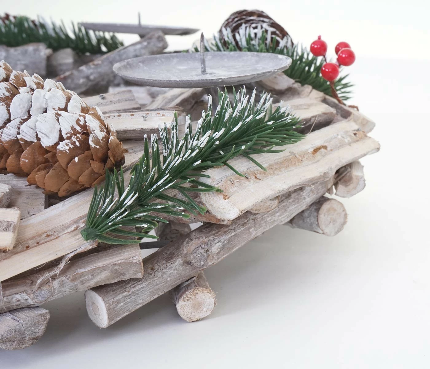HWC Adventskranz rund Holz ohne Kerzen – Bild 2